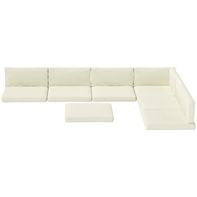 14 Piece Replacement Cushions For Rattan Furniture, Cushion Pad For Patio Set, Cream White 2