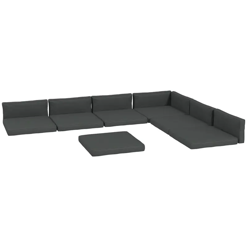 14 Piece Replacement Cushions For Rattan Furniture, Cushion Pad For Patio Set, Grey 2