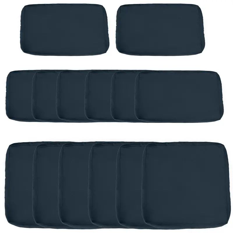 14Pc Patio Rattan Sofa Set Cushion Cover Replacement Set, No Cushion Included, Blue 1