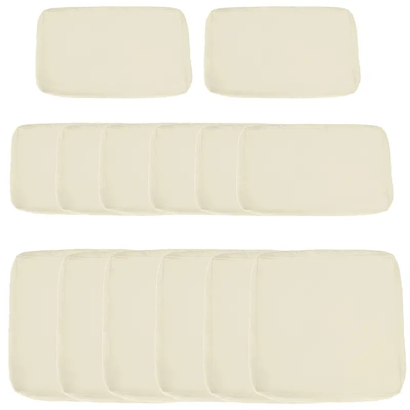 14Pc Patio Rattan Sofa Set Cushion Cover Replacement Set, No Cushion Included, Cream White 1