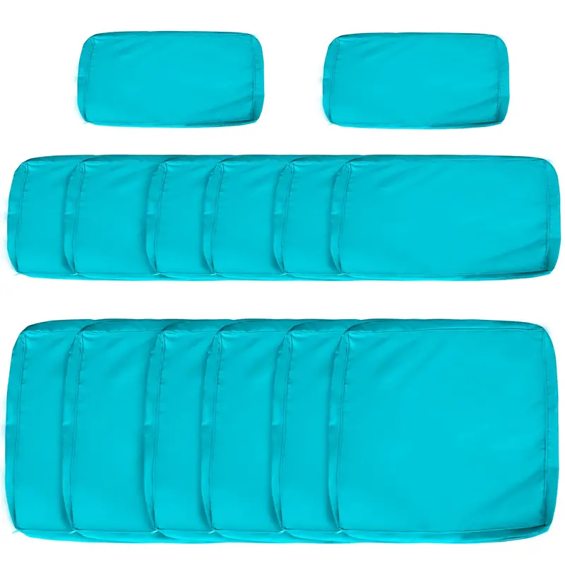 14Pc Patio Rattan Sofa Set Cushion Cover Replacement Set, No Cushion Included, Light Blue 1