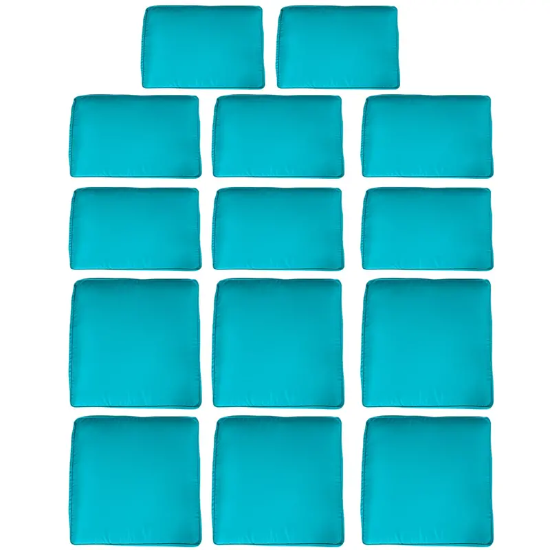 14Pc Patio Rattan Sofa Set Cushion Cover Replacement Set, No Cushion Included, Light Blue 2