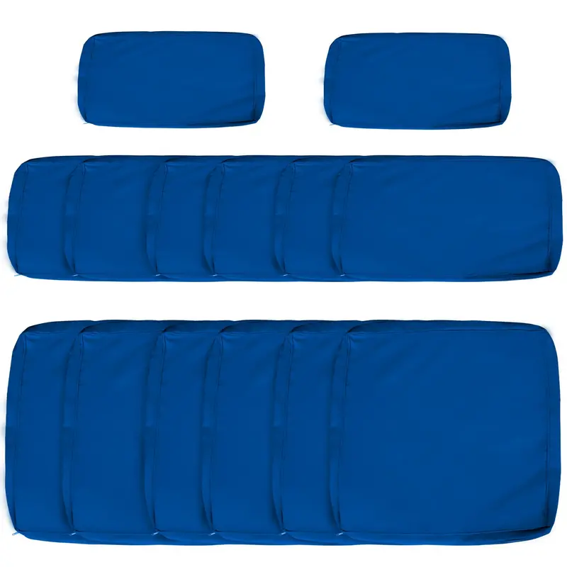14Pc Patio Rattan Sofa Set Cushion Cover Replacement Set, No Cushion Included, Navy Blue 1