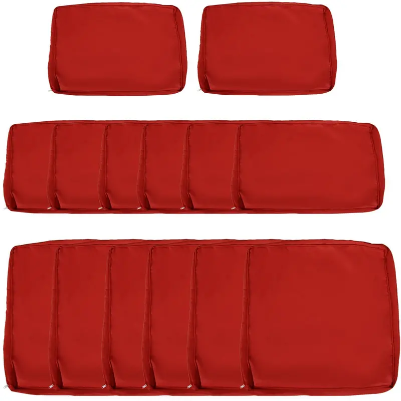 14Pc Patio Rattan Sofa Set Cushion Cover Replacement Set, No Cushion Included, Red 1