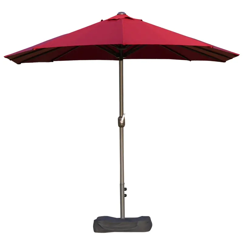 15' Twin Canopy Patio Umbrella With Crank & Cross Base, Wine Red 2