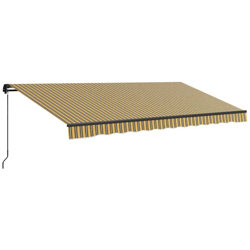 15' X 10' Retractable Awning With Manual Crank, 280Gsm Uv Resistant Fabric And Aluminum Frame, Amber/Grey 1