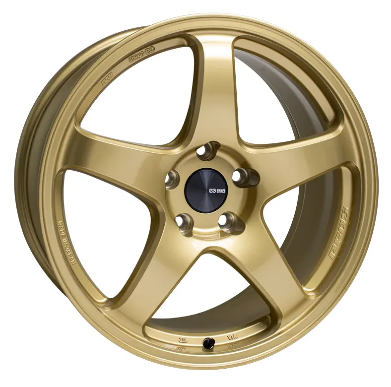 15X8.0 Enkei Pf05, 4X100 +25Mm Offset Gold Wheel 1
