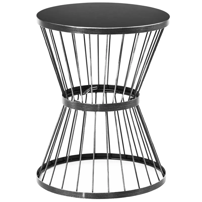 16" Steel Patio Side Table With Hourglass Design, Black 1