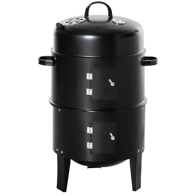 16" Vertical Charcoal Smoker With Dual Cooking Zones, Black 1