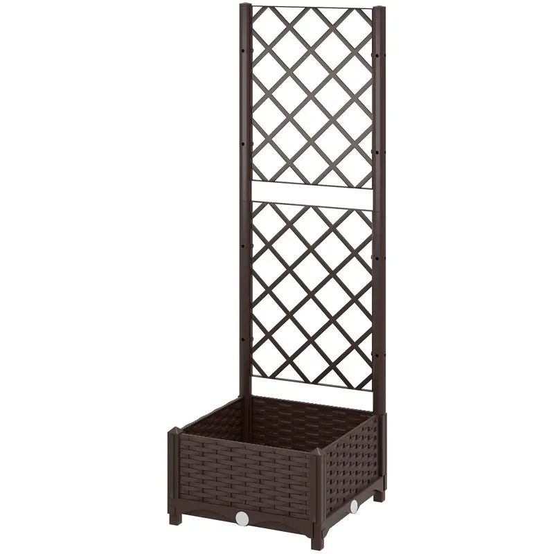 16" X 16" X 48" Plastic Raised Garden Bed With Trellis, Drainage Holes And Drain Plugs 2
