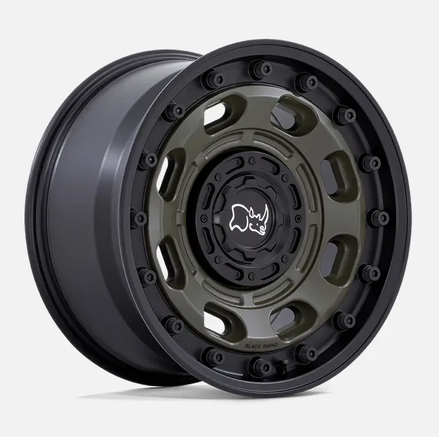 16X8.0 Black Rhino Atlas Olive Drab Green W/ Black Lip 1