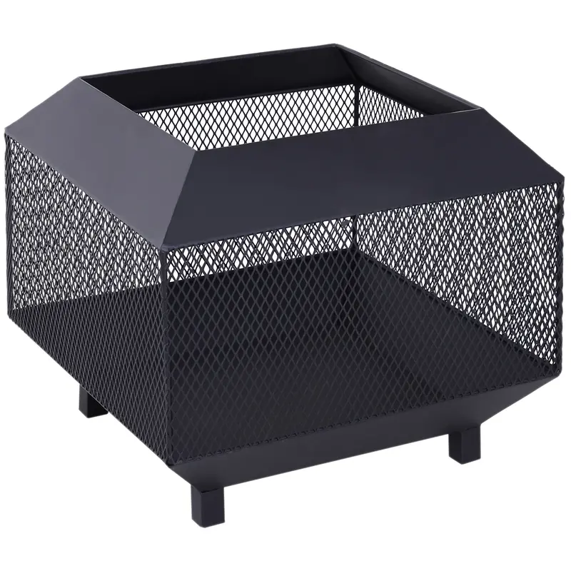 17" Outdoor Fire Pit With Fire Poker For Patio Or Camping, Black 2