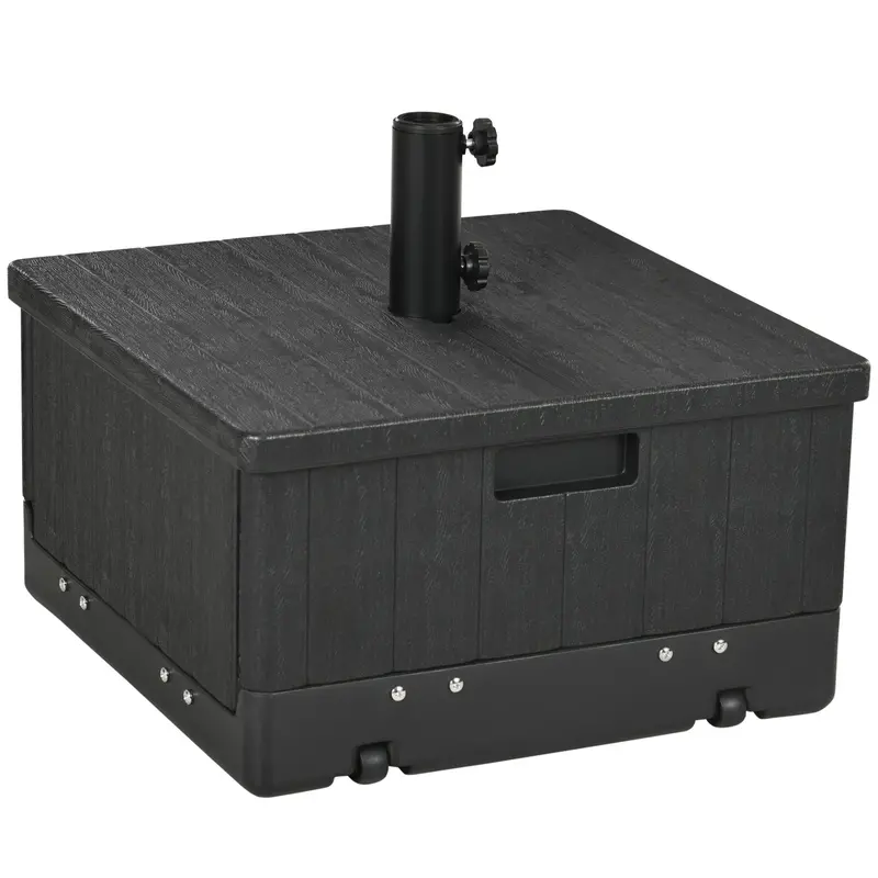 175Lb Heavy Duty 3-In-1 Umbrella Base, Outdoor Side Table With Wheels, Black 1