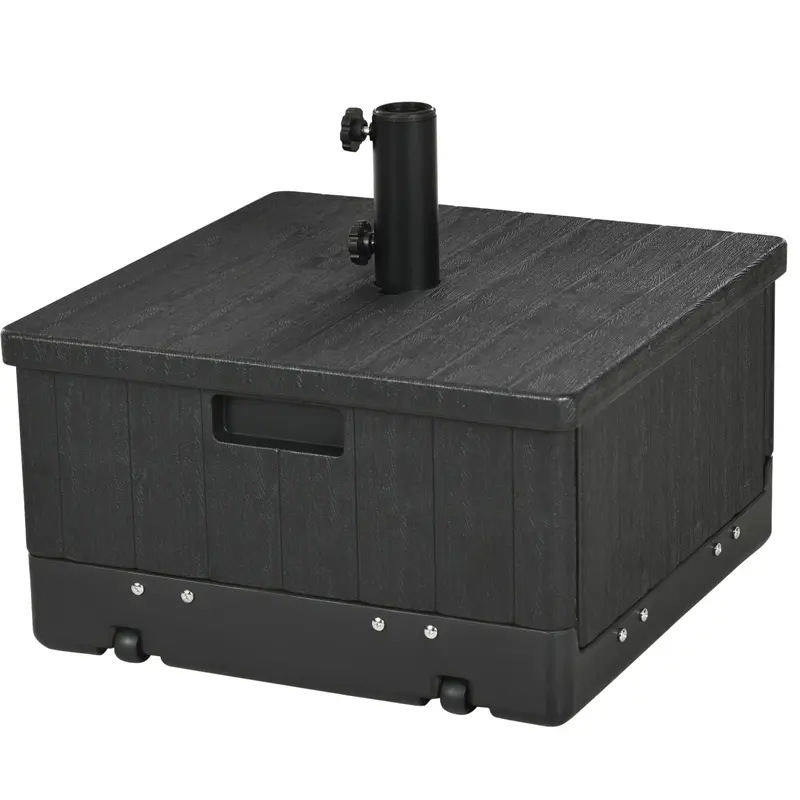 175Lb Heavy Duty 3-In-1 Umbrella Base, Outdoor Side Table With Wheels, Black 2