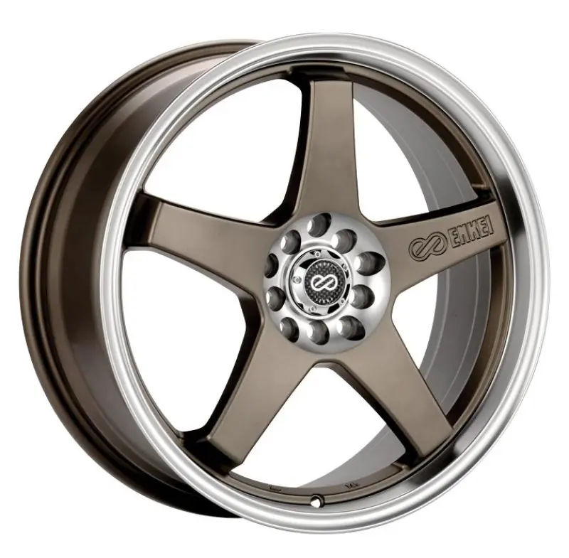 17X7.0 Enkei Ev5, 4X100/114.3 45Mm Offset 72.6 Bore Diameter Matte Bronze W/ Machined Lip Wheel 1