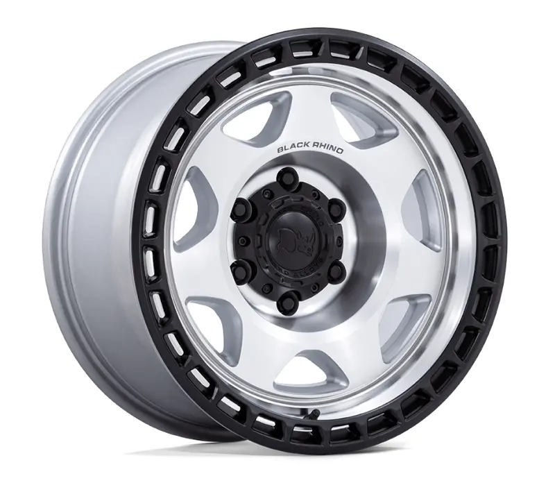 17X8.5 Black Rhino Voyager Silver Machined W/Matte Black Lip 1