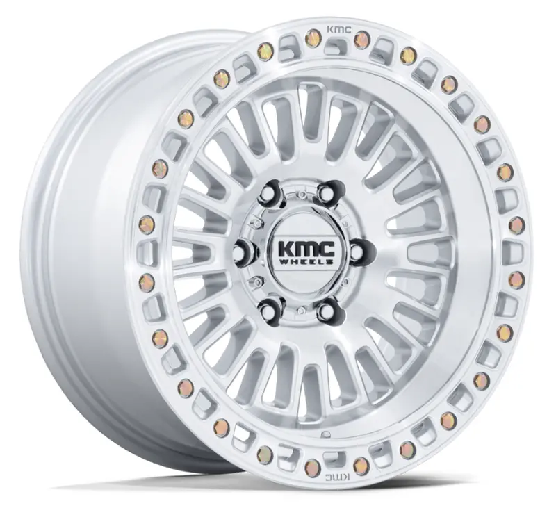 17X8.5 Kmc Aztec Km554 Gloss Silver W/ Machined Face 1