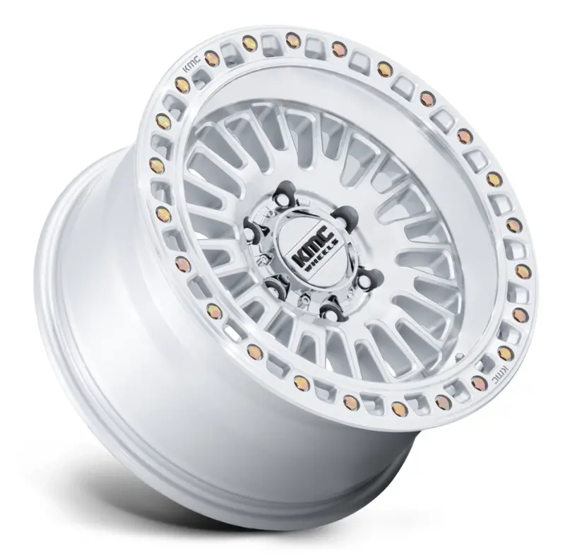 17X8.5 Kmc Aztec Km554 Gloss Silver W/ Machined Face 2