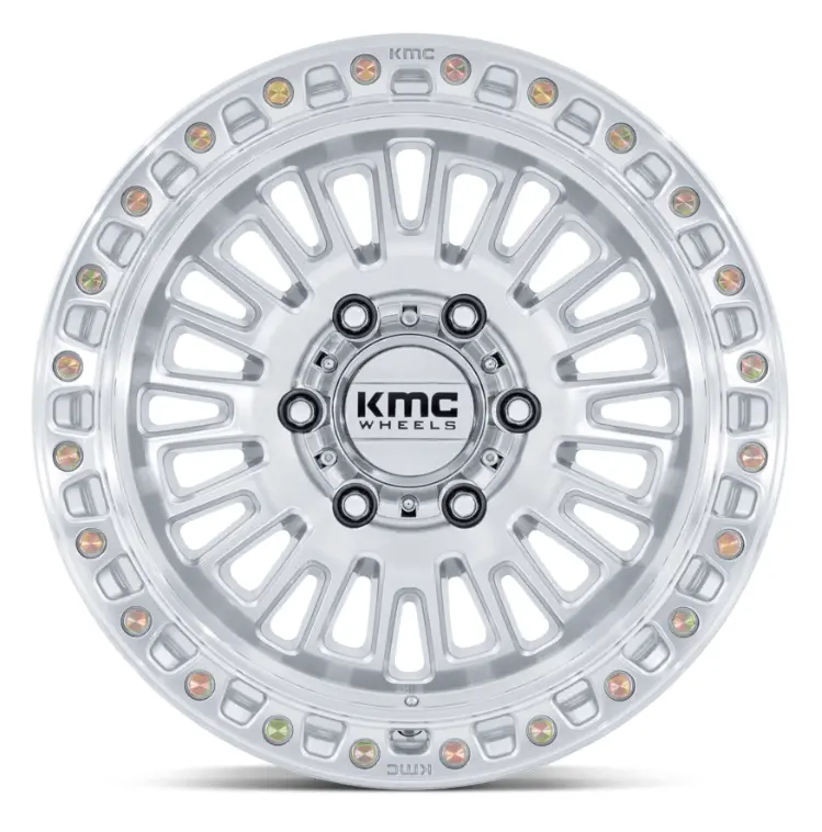 17X8.5 Kmc Aztec Km554 Gloss Silver W/ Machined Face 3