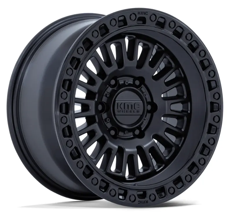 17X8.5 Kmc Aztec Km554 Matte Black W/ Gloss Black Lip 1
