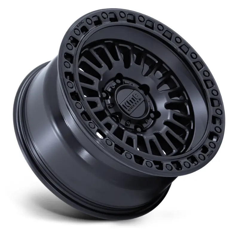 17X8.5 Kmc Aztec Km554 Matte Black W/ Gloss Black Lip 2
