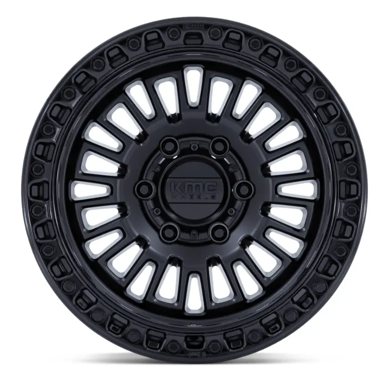 17X8.5 Kmc Aztec Km554 Matte Black W/ Gloss Black Lip 3