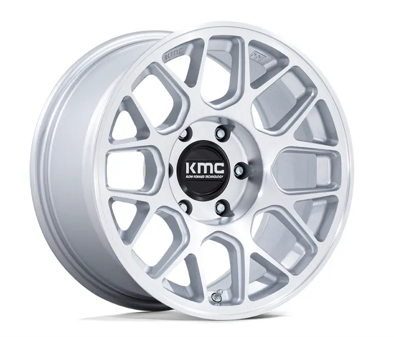 17X8.5 Kmc Hatchet Km730 Gloss Silver W/Machined Face 1