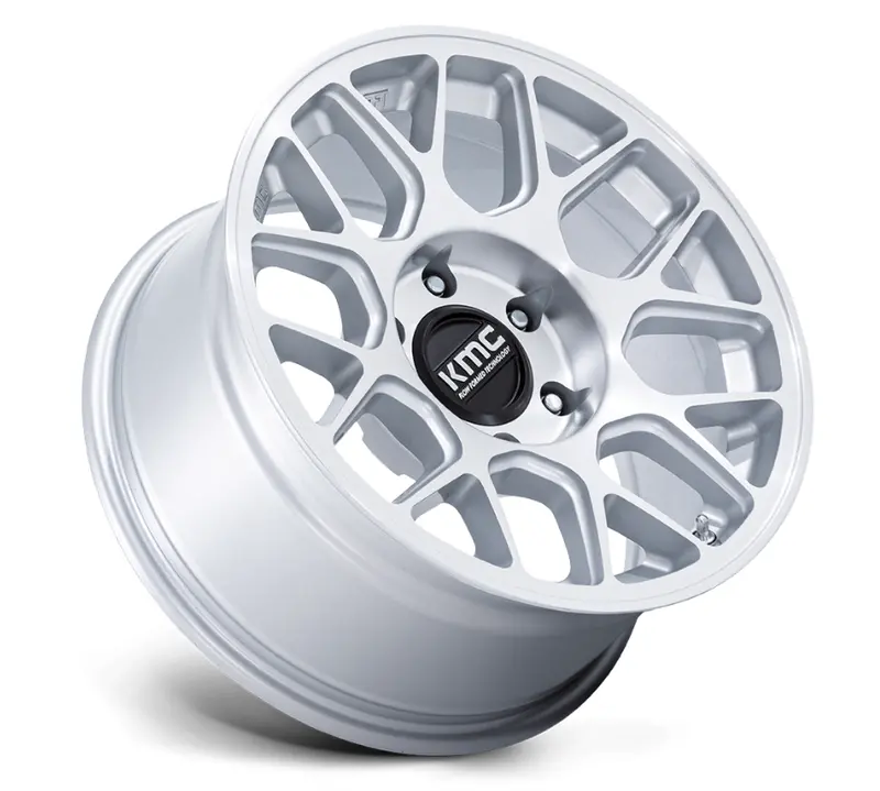 17X8.5 Kmc Hatchet Km730 Gloss Silver W/Machined Face 2