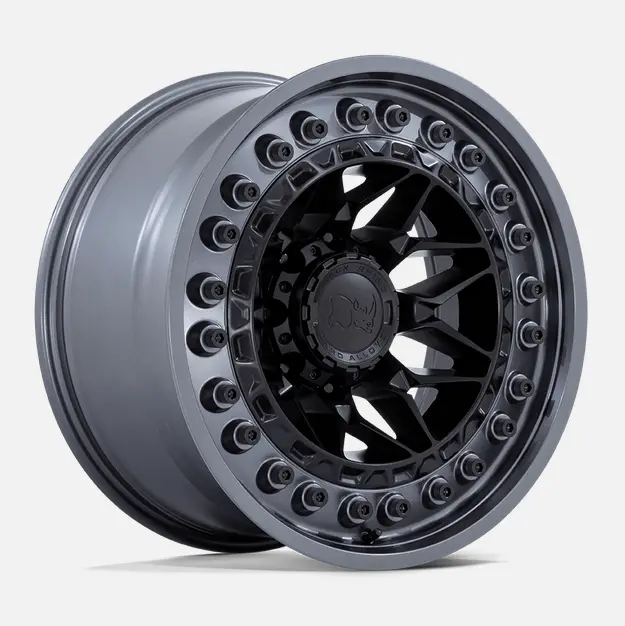 17X9.0 Black Rhino Alpha Matte Black W/Gunmetal Lip 1