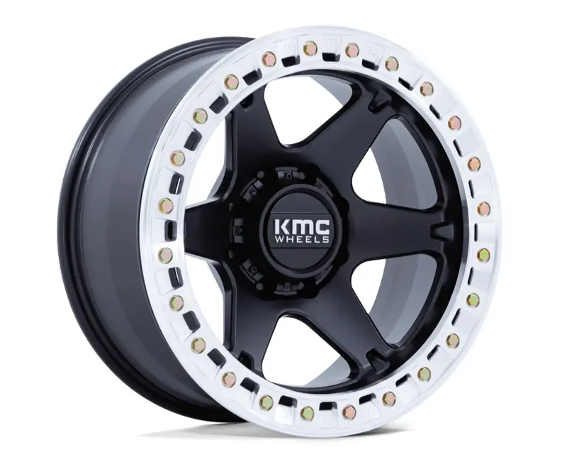 17X9.0 Kmc Km238 Vi Beadlock Satin Black W/ Machined Ring 1