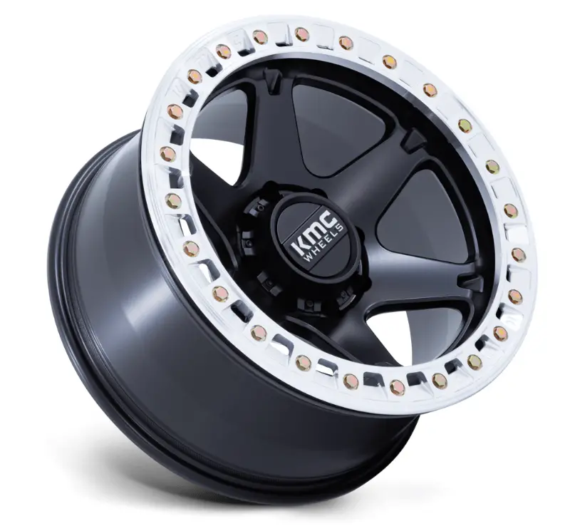 17X9.0 Kmc Km238 Vi Beadlock Satin Black W/ Machined Ring 2