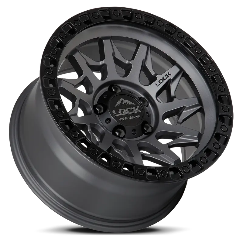 17X9.0 Lock Off-Road Lunatic Matte Grey W/ Matte Black Ring 2