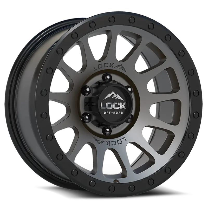 17X9.0 Lock Off-Road Yosemite Matte Grey W/ Matte Black Ring 1