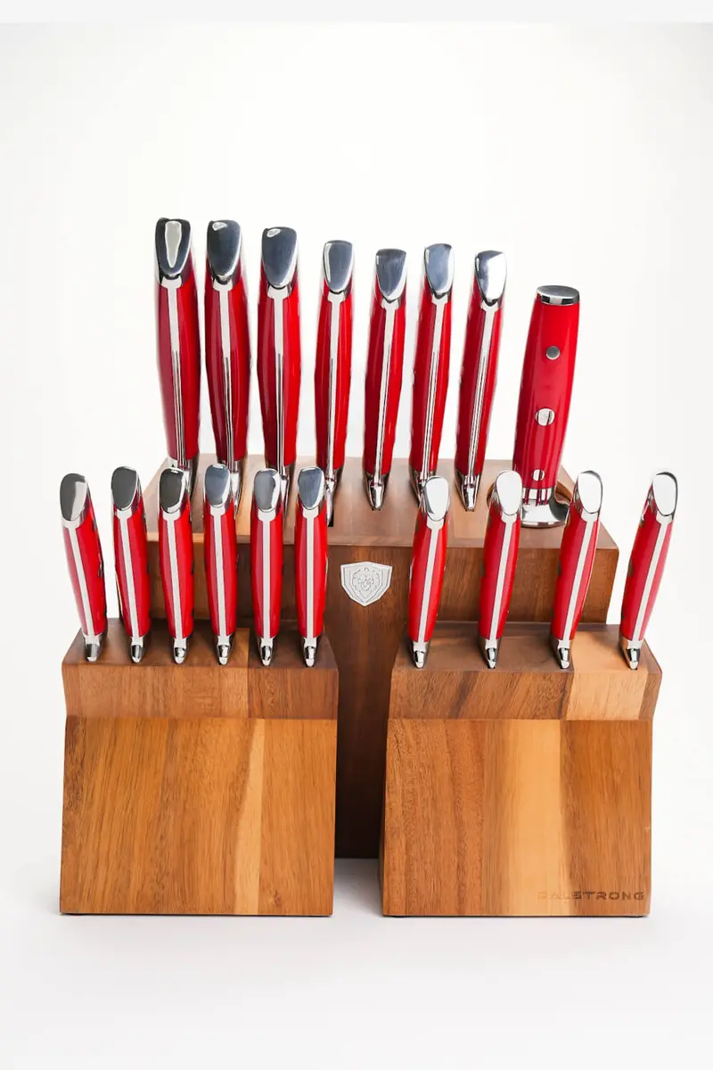 18-Piece Colossal Knife Set With Block | Red Handles | Gladiator Series | Knives Nsf Certified | Dalstrong © 1