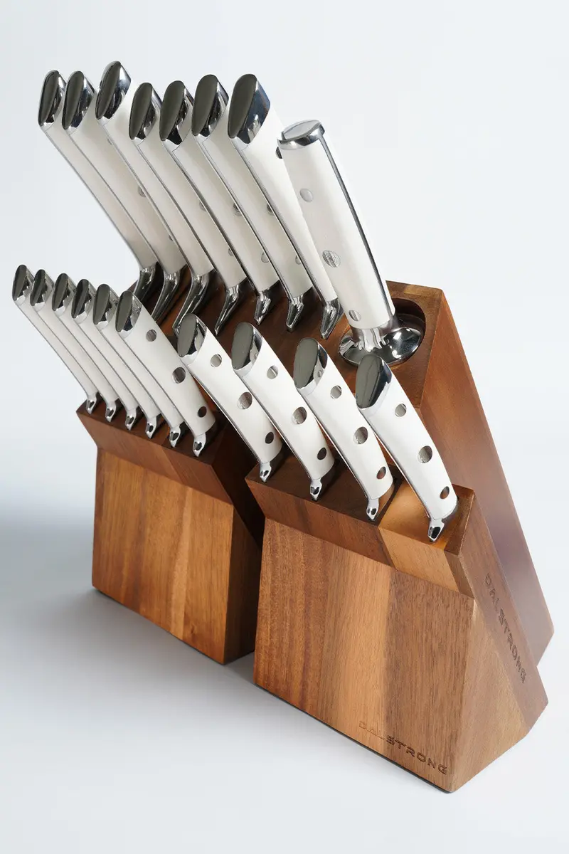 18-Piece Colossal Knife Set With Block | White Handles | Gladiator Series | Knives Nsf Certified | Dalstrong © 2