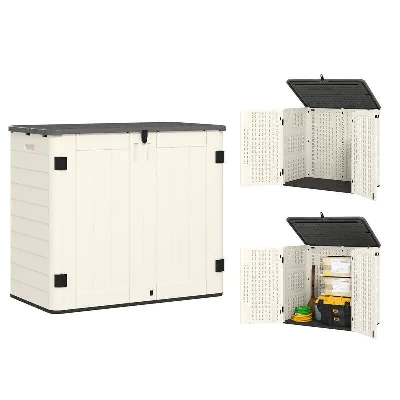 185 Gallon Waterproof Deck Box With Openable Top & Lockable Doors 1