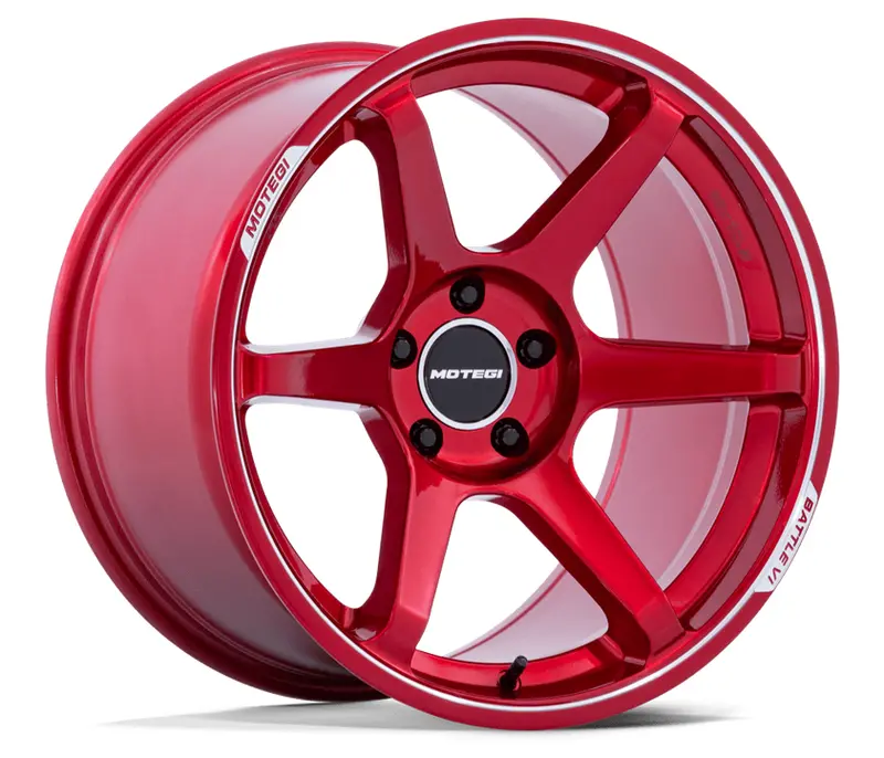 18X8.5 Motegi Battle Vi Mr160 Cherry Red Metallic W/ Machined Lip 1