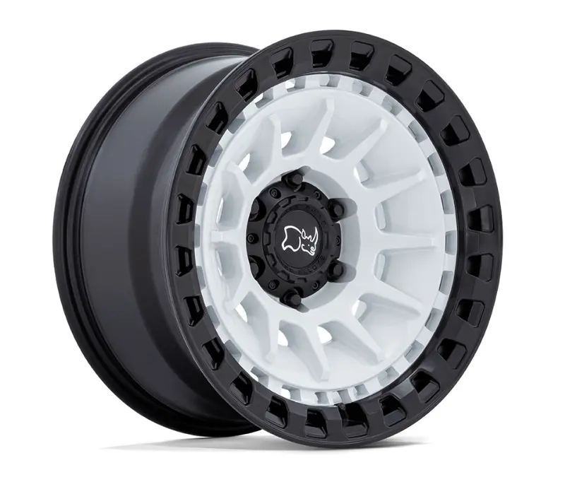 18X9.0 Black Rhino Barrage Gloss White On Matte Black 1
