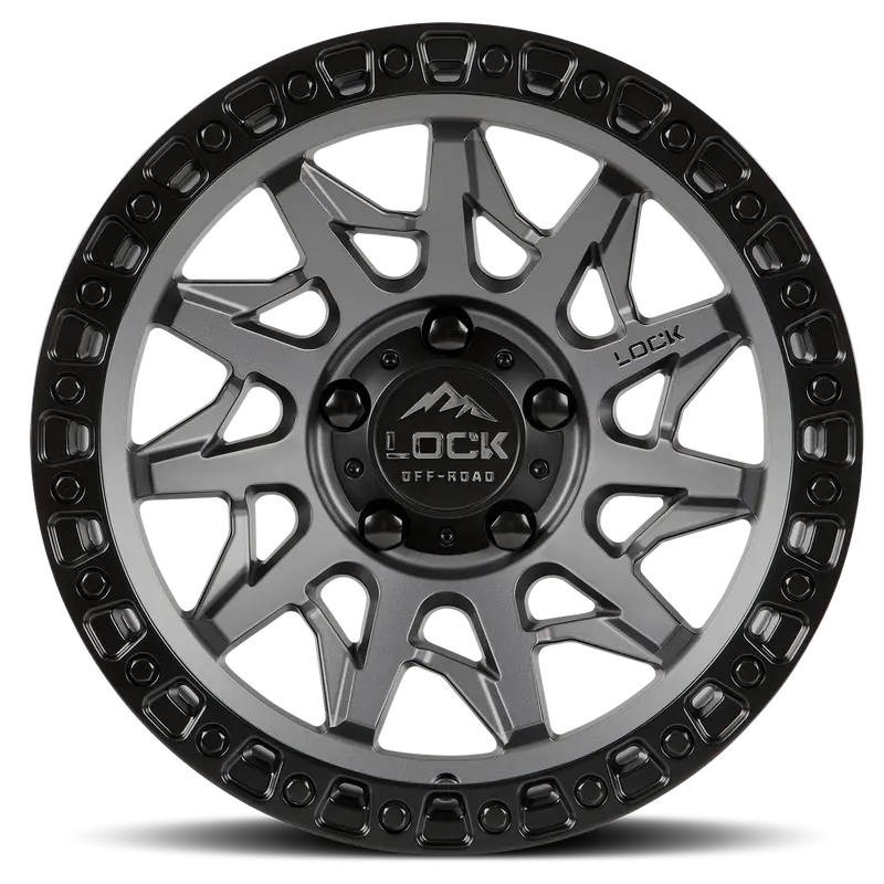 18X9.0 Lock Off-Road Lunatic Matte Grey W/ Matte Black Ring 3