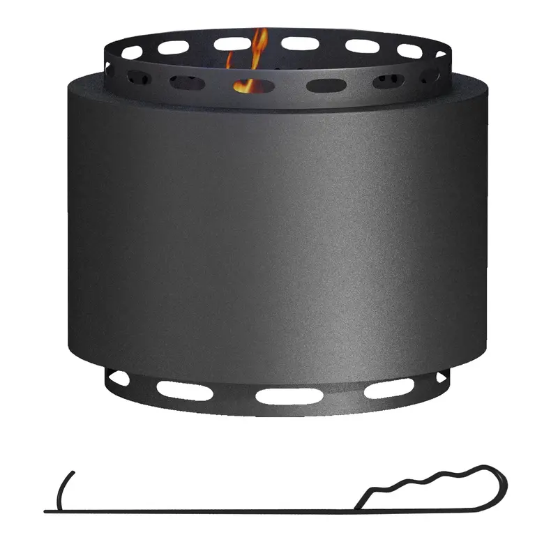 19" Portable Metal Smokeless Fire Pit With Poker For Garden Camping Bonfire Party, Black 1