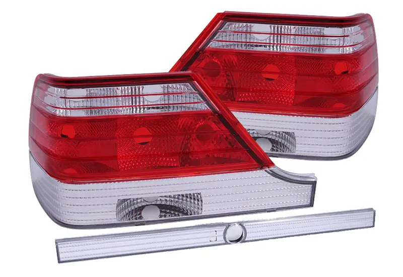 1997-1999 Mercedes Benz S Class W140 Tail Lights Chrome Red/Clear Lens 1