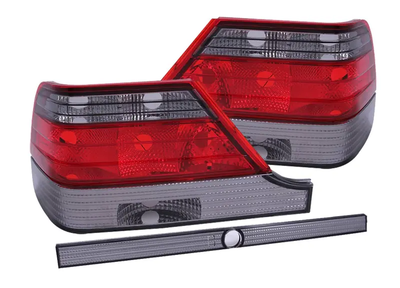 1997-1999 Mercedes Benz S Class W140 Tail Lights Chrome Red/Smoke Lens 1