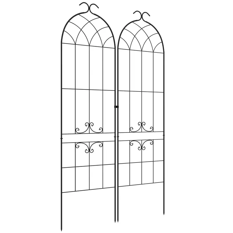 2 Pack 71 "X 20" Metal Garden Trellis With Simple Lines And Lace Design 1