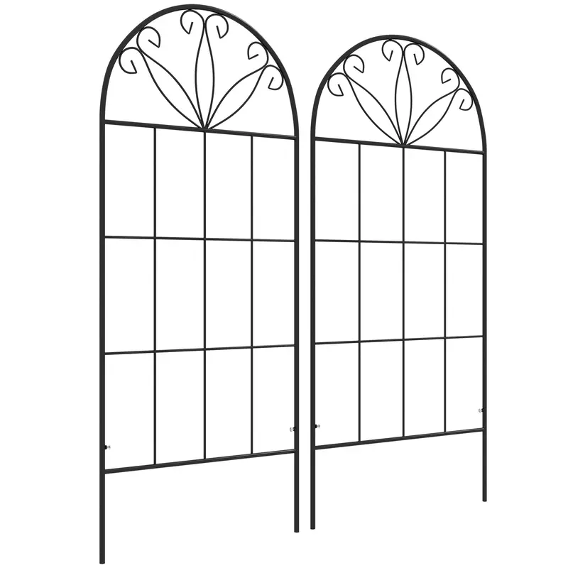2 Pack Metal Garden Trellis Panels, 20" X 47", Black 1