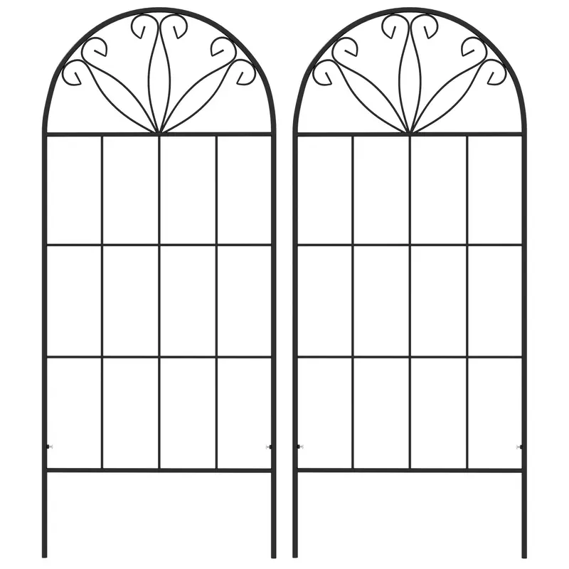 2 Pack Metal Garden Trellis Panels, 20" X 47", Black 2