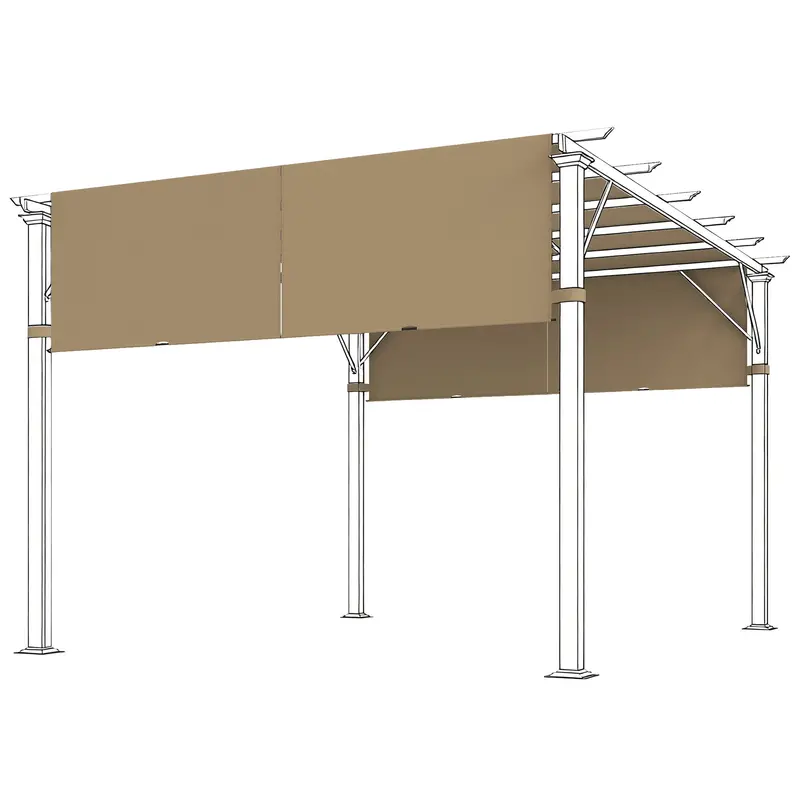 2 Pcs 16 X 4Ft Pergola Canopy Replacement Cover For 10 X 10Ft Pergola, Sand 1