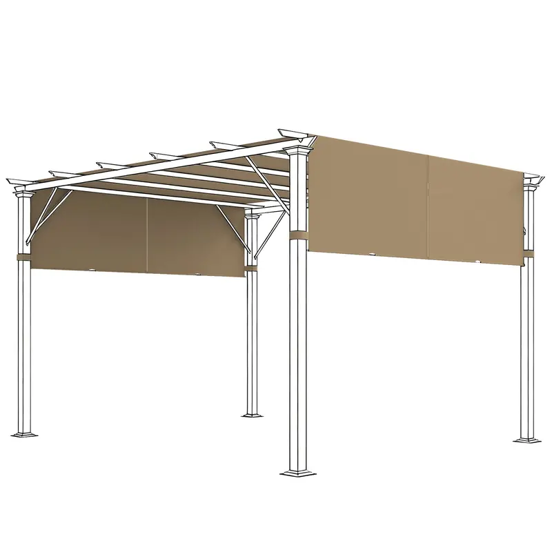 2 Pcs 16 X 4Ft Pergola Canopy Replacement Cover For 10 X 10Ft Pergola, Sand 2