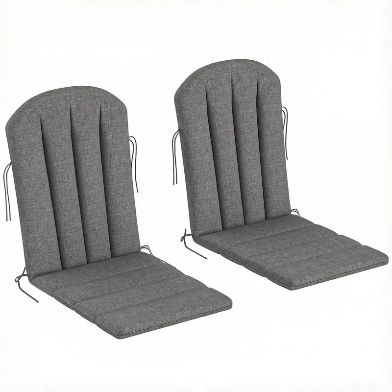 2-Piece Adirondack Chair Cushion Set With Ties, Dark Grey 1