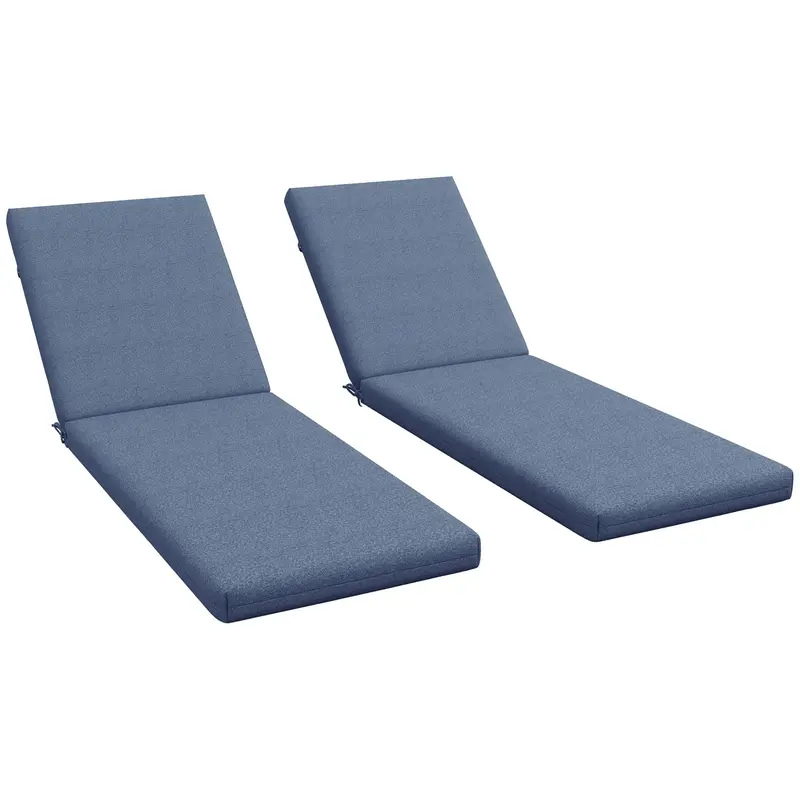 2-Piece Patio Chair Cushion Pillows Replacement, Back & Seat Cushions Set With Ties, Blue 1