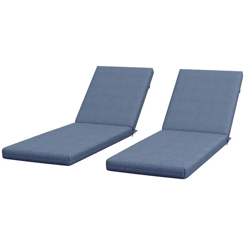 2-Piece Patio Chair Cushion Pillows Replacement, Back & Seat Cushions Set With Ties, Blue 2
